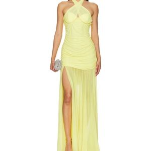 Retrofete Yellow Rutched Dress